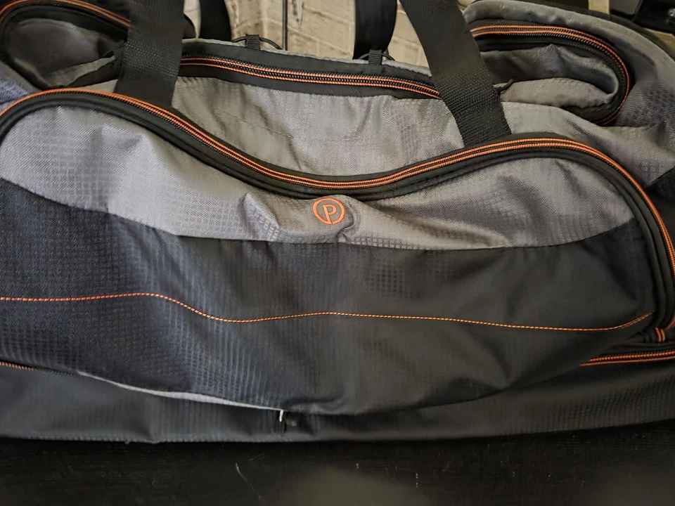 30-inch Rolling Drop Bottom Duffel Bag With Telescopic Handle, Black And Gray - Image 2 of 4