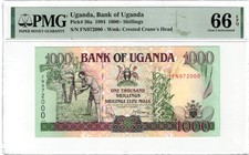 1994 Uganda 1000 Shillings Banknote p36a UNC Prefix FN PMG -
