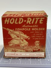 Vintage HOLD-RITE Automatic Fishpole Holder in Original Box Wolverine Reel Co.