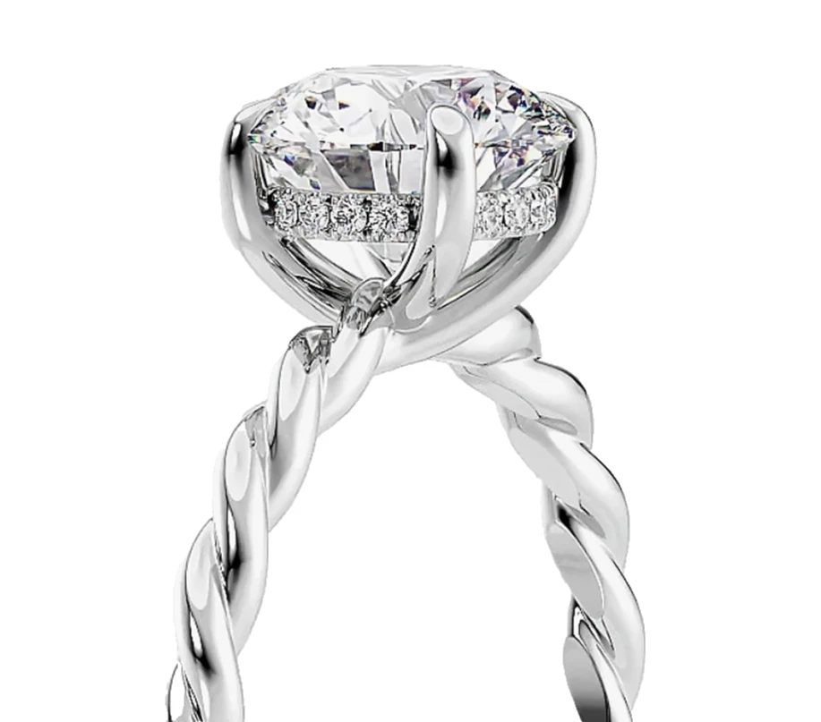 14k Weiss Gold 1.90 Karat Rund Kunstdiamanten Grown Diamant Versteckte Halo 14k - Bild 2 von 4