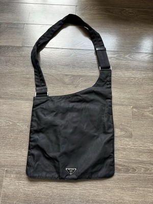 PRADA Milano Black Shoulder Bag Logo Accents Zip Detachable/Adjustable Strap