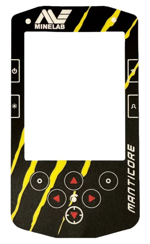 Pegatina teclado vinilo Minelab Manticore garra amarilla, idioma inglés