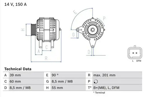 Alternador con polea de rueda libre 0 986 080 400 BOSCH para NISSAN DACIA - Imagen 1 de 8