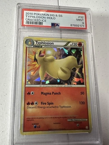 Pokemon Typhlosion HeartGold & SoulSilver Cracked Ice Holo Rare #32 PSA 9 Pop 24