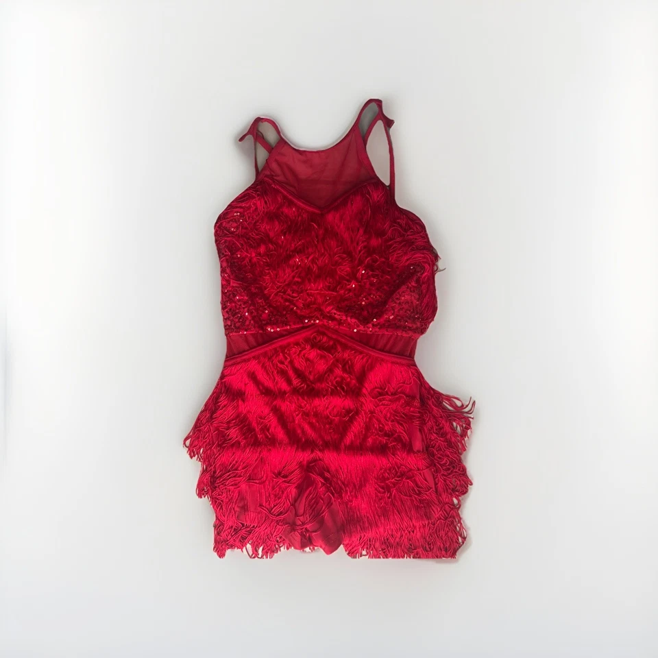 Disfraz de Baile Weissman Elite Mujer Adulto S Rojo Flecos Crazy In Love D10754 NUEVO Foto 2 de 4