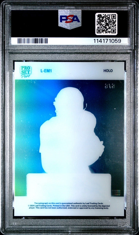 2024 Pro Set Pure Legends Auto Eli Manning #LEM1 Platinum #6/6 PSA 8 Giants - Image 2 of 2