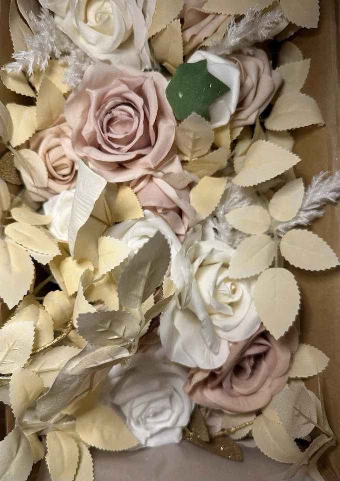 Ling's Moment 2PCS White & Beige Artificial Floral Swags Centerpieces - Image 3 of 4