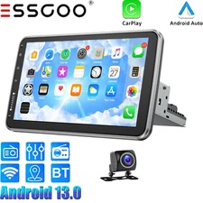 1 DIN +Cam 4+64G Rotatable Car Stereo Radio 10.1'' Android 13 GPS Apple CarPlay