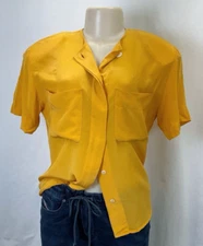 Vintage Christian Dior Separates Button Down Blouse w/Shoulder Pads | Women's 6