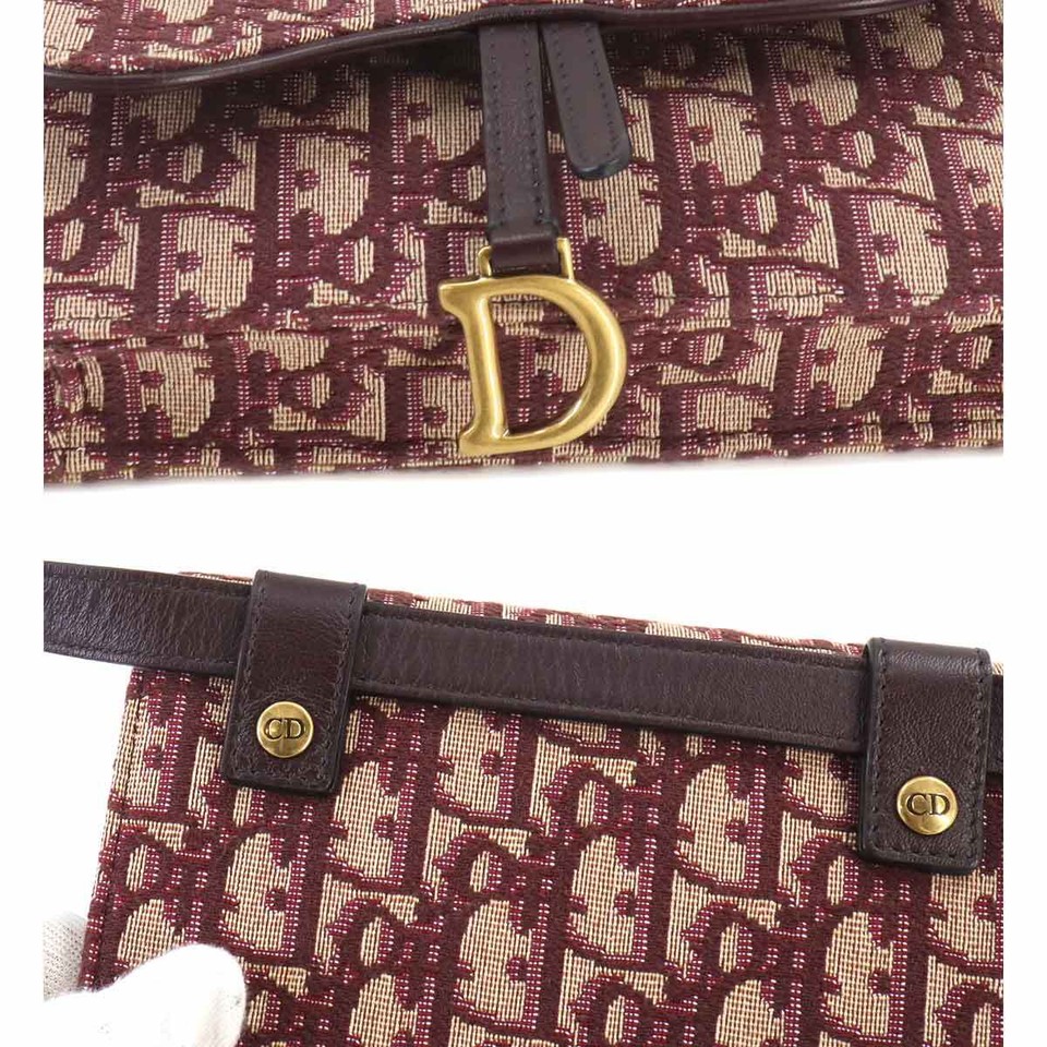 Christian Dior Oblique Saddle Belt Pouch Waist Bag Canvas Leather