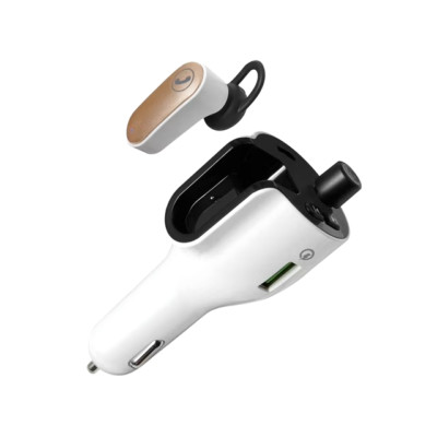 Onn Bluetooth FM Wireless Transmitter + Wireless Earphone Headset Car Kit White