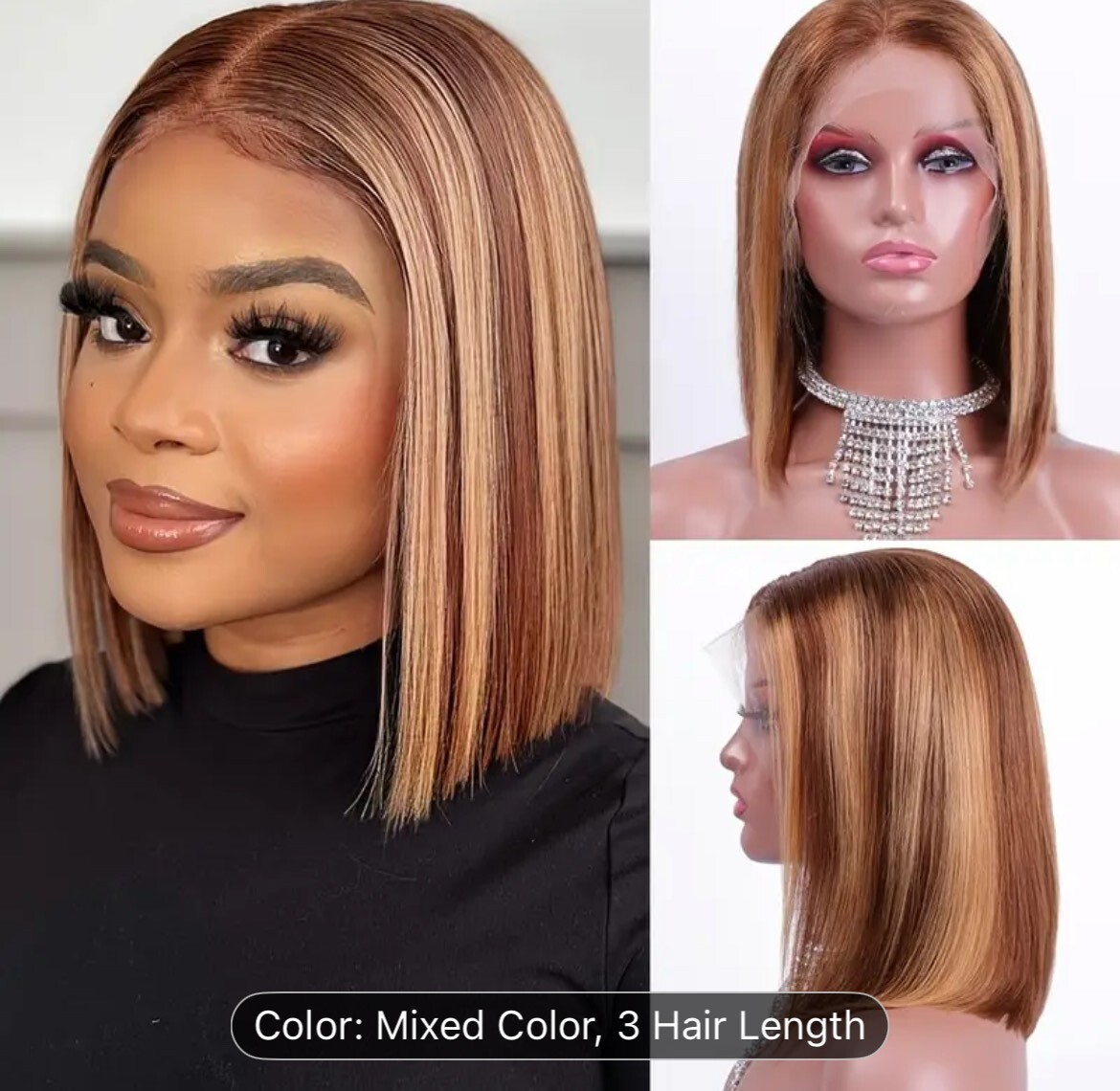BELIANA 180% Density straight Bob Wig, 13x4 Lace Front, Pre  display picture 1