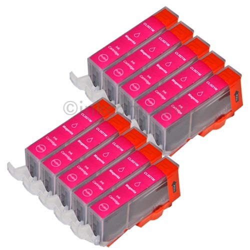 10 FüR Canon Patronen +Chip Cli 521 Magenta Ip 3600 Ip 4600 Ip 4700 Mp 540 MP550-image