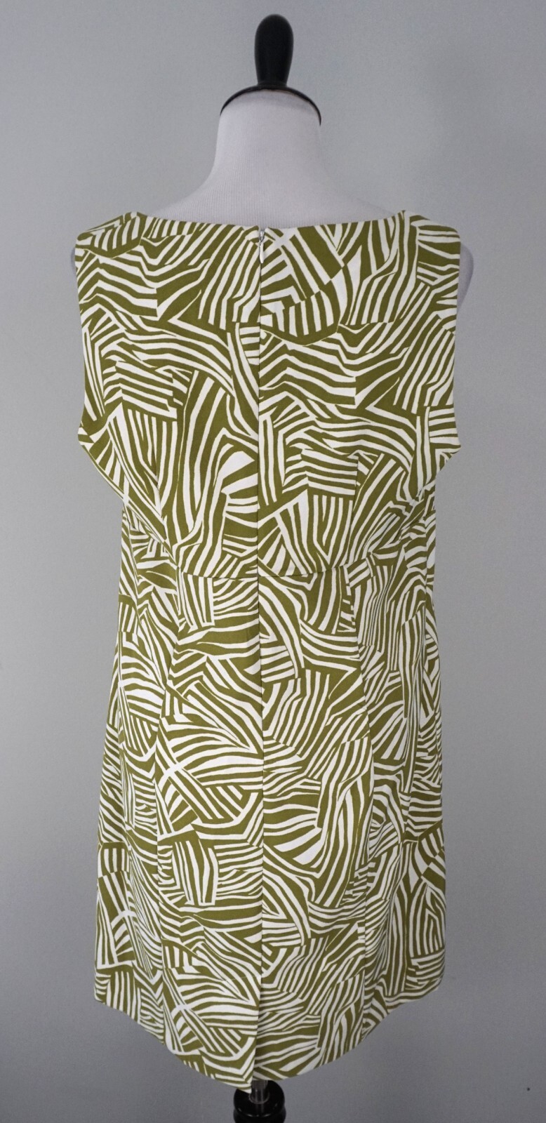 Perceptions Green White Square Neck Sleeveless Pl… - image 3