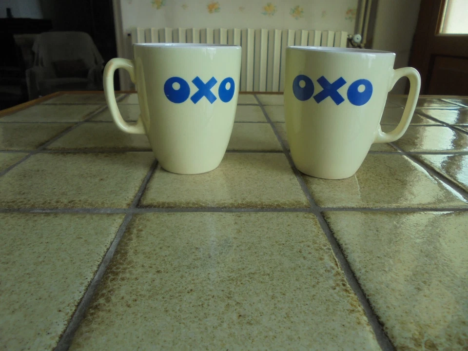RARE 2 Mug OXO en faience vintage Made in France Années 1950 - Photo 2/2