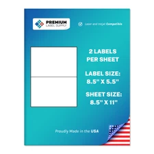 400 Premium 8.5" X 5.5" Half Sheet Self Adhesive Shipping Labels -PLS Brand-
