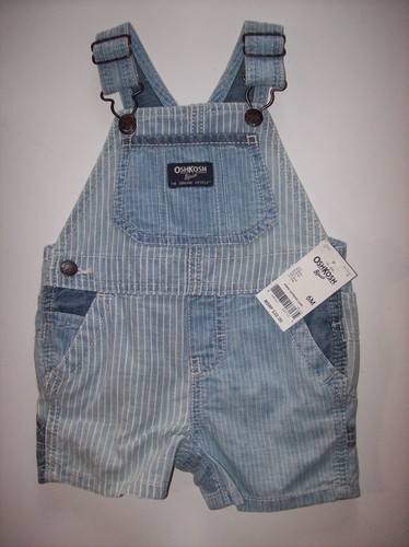 Oshkosh B'gosh Suspender Bib Playsuit Shortall Boy 6 9 12 Mos Blue NWT - Picture 2 of 5