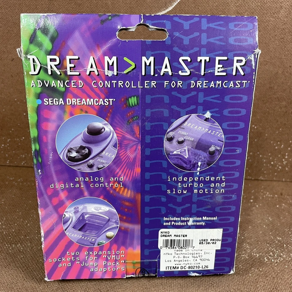 NEW Rare Nyko Dream Master Sega Dreamcast Controller Clear Transparent Purple - Image 3 of 4