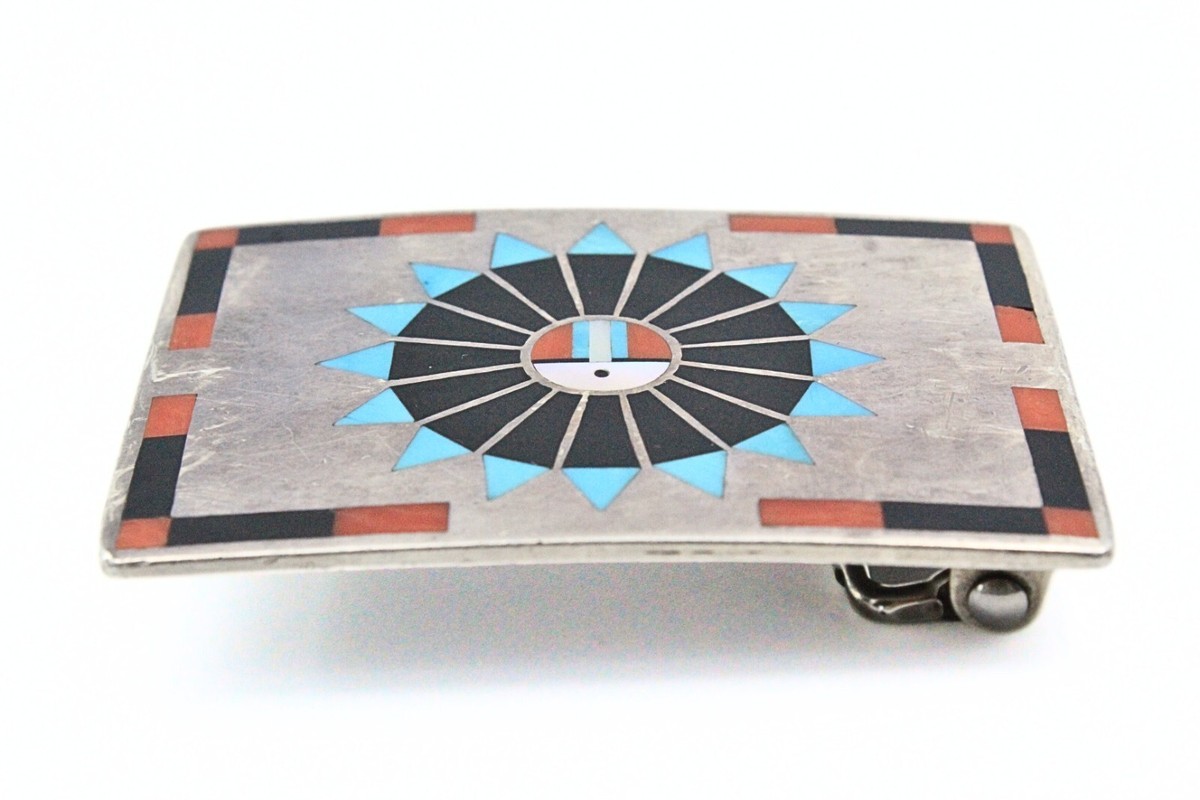 Opulent Stamped FL Fred Lolita Natachu Inlaid Zuni Sunface