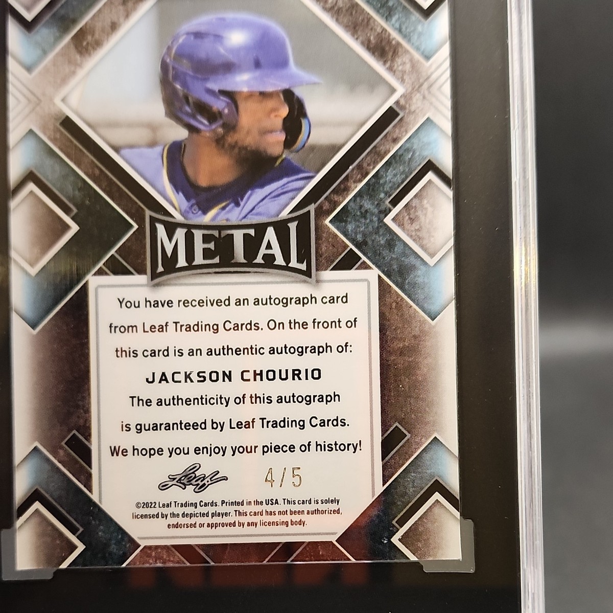 2022 Leaf Metal Prismatic Black #BA-JC1 Jackson Chourio /5 Auto RC 
