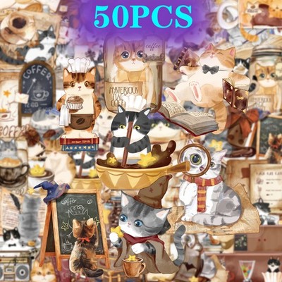 Katzen Kaffee Sticker Set Cute Cat Coffee Scrapbooking Laptop Handy Planner