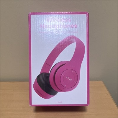 Wireless Over-Ear Headphones aux, Bluetooth, Pink/Black, Folding, Controls