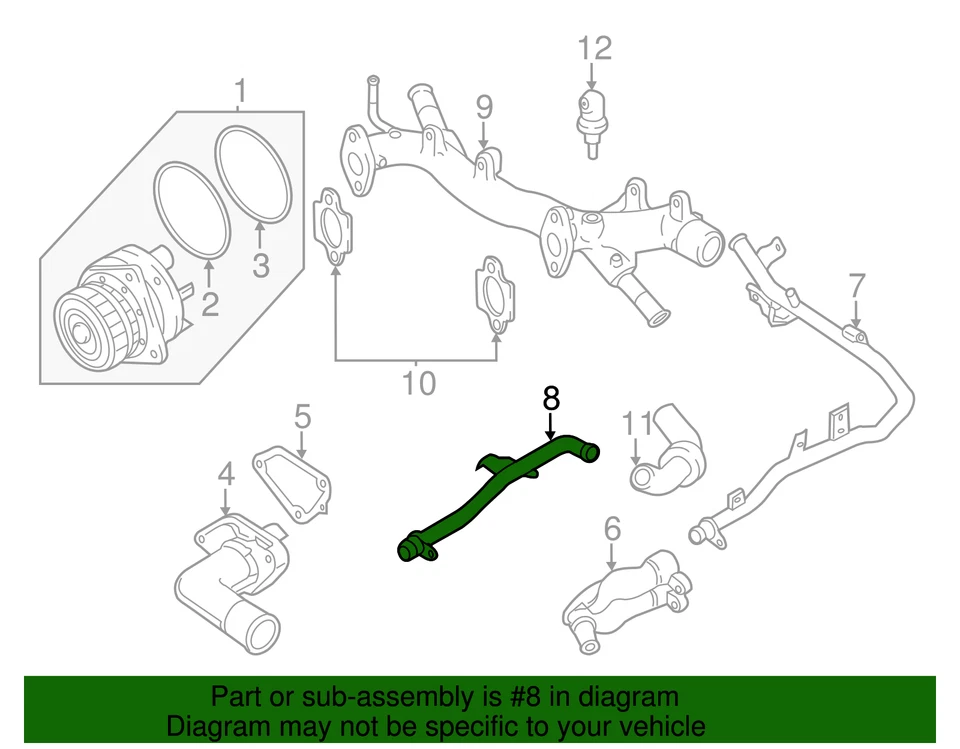 Genuine Nissan Water Pipe 14053-JA10A - Image 2 of 2