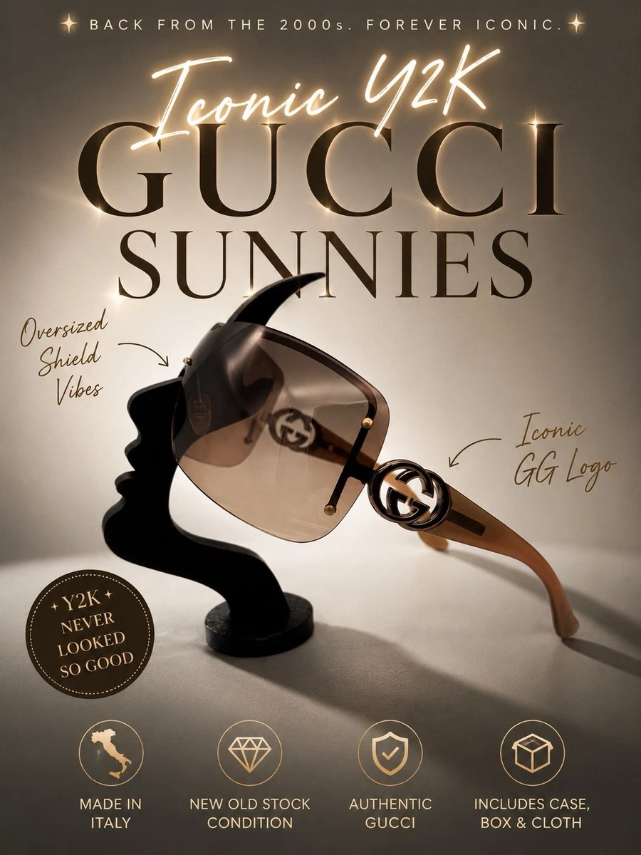 Gucci Gold Shield Sunglasses for Women for sale | eBay