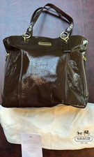 Coach Patent Leather Gallery Tote Purse 2043 Dust bag Mahogany