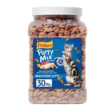 Friskies Party Mix Cat Treats, Beachside Crunch Snacks, 30 oz. Canister