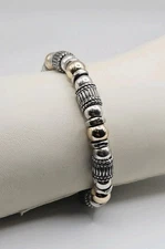 Retired Silpada Sterling Silver 2 Tone Hammered Beaded Toggle Clasp Bracelet