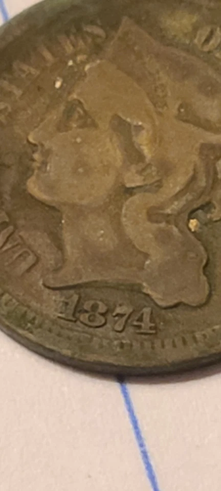 1874 Nickel 3 Cent Piece With Errors Not Bad For Being 151 Years Old - Image 3 of 4