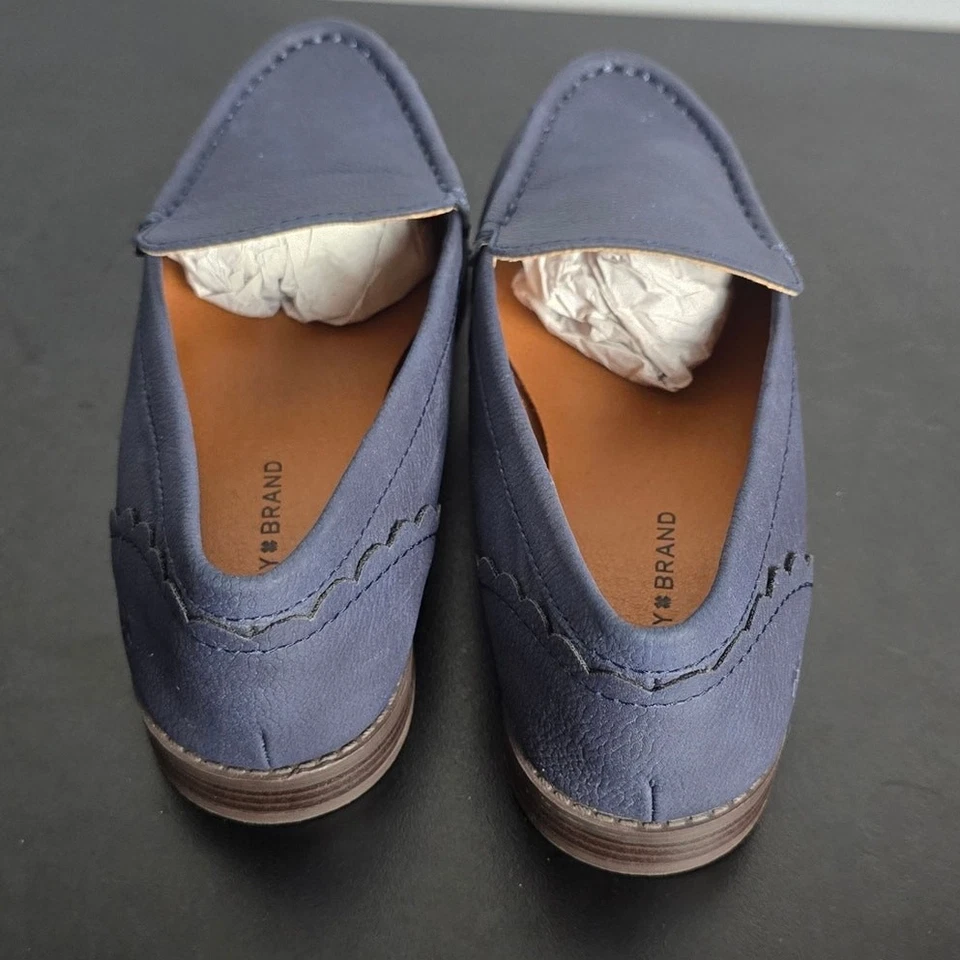 Zapatos planos Lucky Brand Edrica mocasín azul marino imitación cuero para mujer talla 6,5 M.  Foto 3 de 4