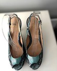 Cole Haan Women's Teal Snake Skin Platform Peep Toe Slingback Sandals 6.5 — photo 5