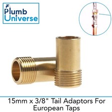 15mm X 3/8" BSP Tap Tail Adaptors Flexi Tail Adaptors For European Tap Go- Pair