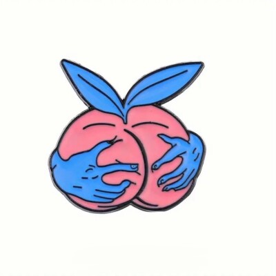Demon Hands Enamel Pin - Blue-Green Grabbing A Peach Bum - Monster F ...