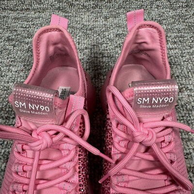 Steve Madden Pink Sneakers SM NY90 Sparkle Rhinestone Women's Size
