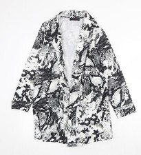 Melrose Damen Schwarz Geometrisches Muster Jacke Blazer Größe 14