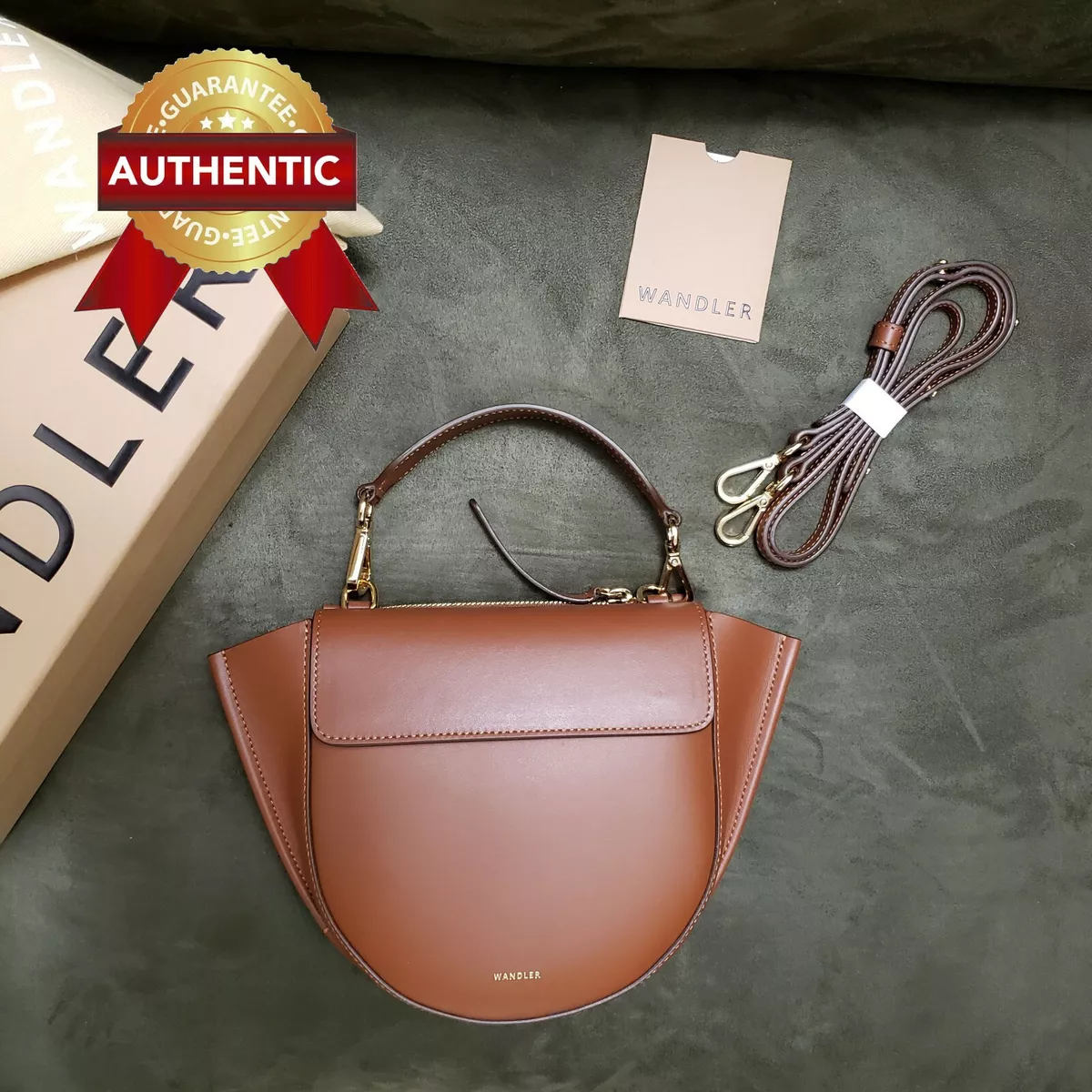 NEW Authentic WANDLER Hortensia Mini Brown Leather Bag Crossbody
