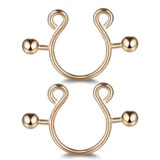 2pcs Rose Gold Sexy non Piercing Clip on nipple rings Jewelry for Women 