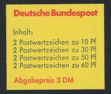 Germany 1979 3DM Red & Green on Yellow booklet Sc# 1231d NH