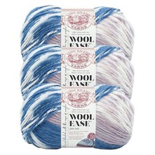 3 Pack Lion Brand Yarn 629-203CU Wool Ease Fair Isle Yarn, Denim/Lilac