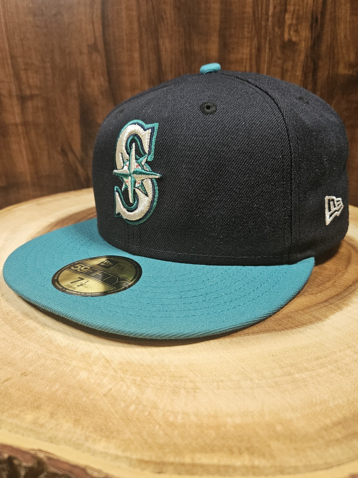 Seattle Mariners 59Fifty Fitted Hat Cap Size 7 1/2 MLB Baseball Retro Logo