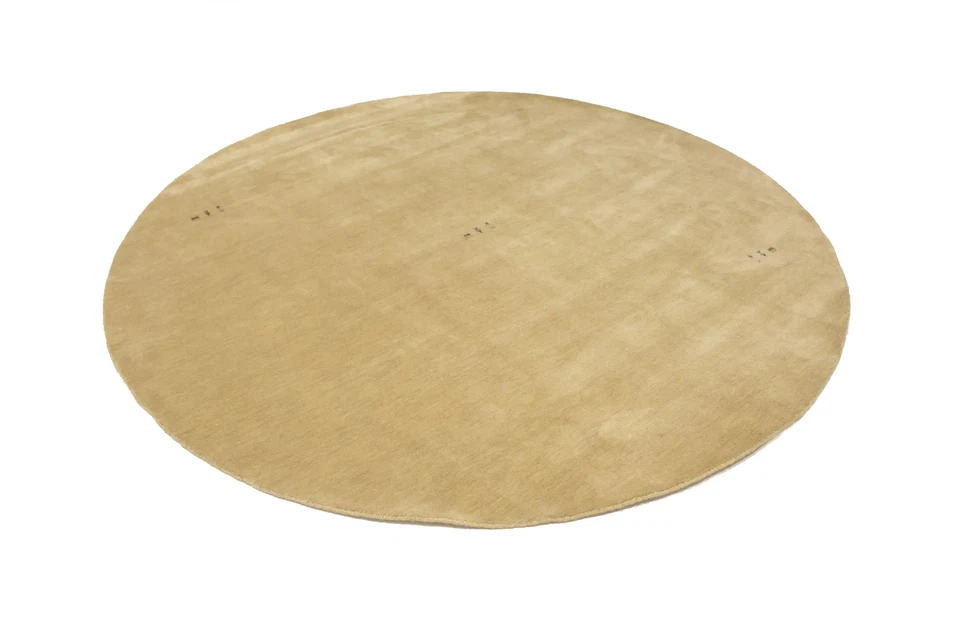 Tribal Beige Pictorial Design Gabbeh Rug Modern Round Wool Area Carpet 8X8 ft - Image 3 of 4