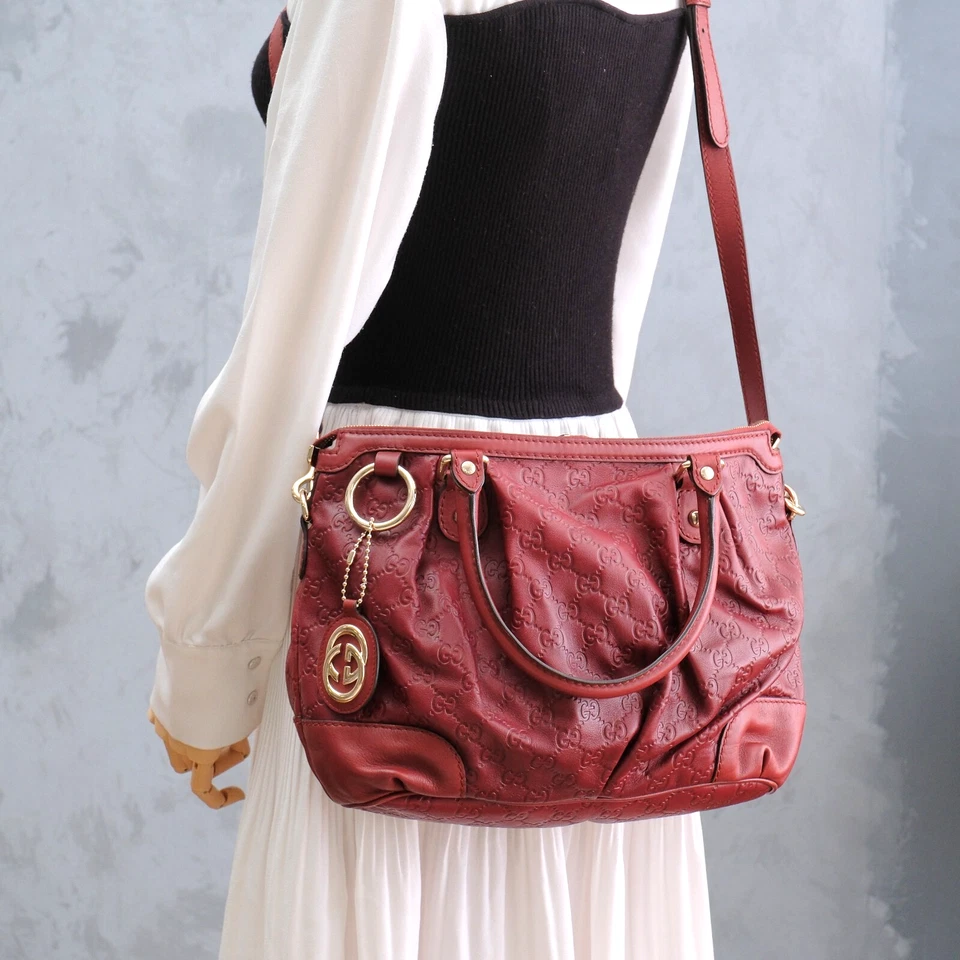 GUCCI Sukey Bolso de Mano de Hombro 2 Vías Guccissima Cuero Marrón Rojizo Auténtico Foto 2 de 4