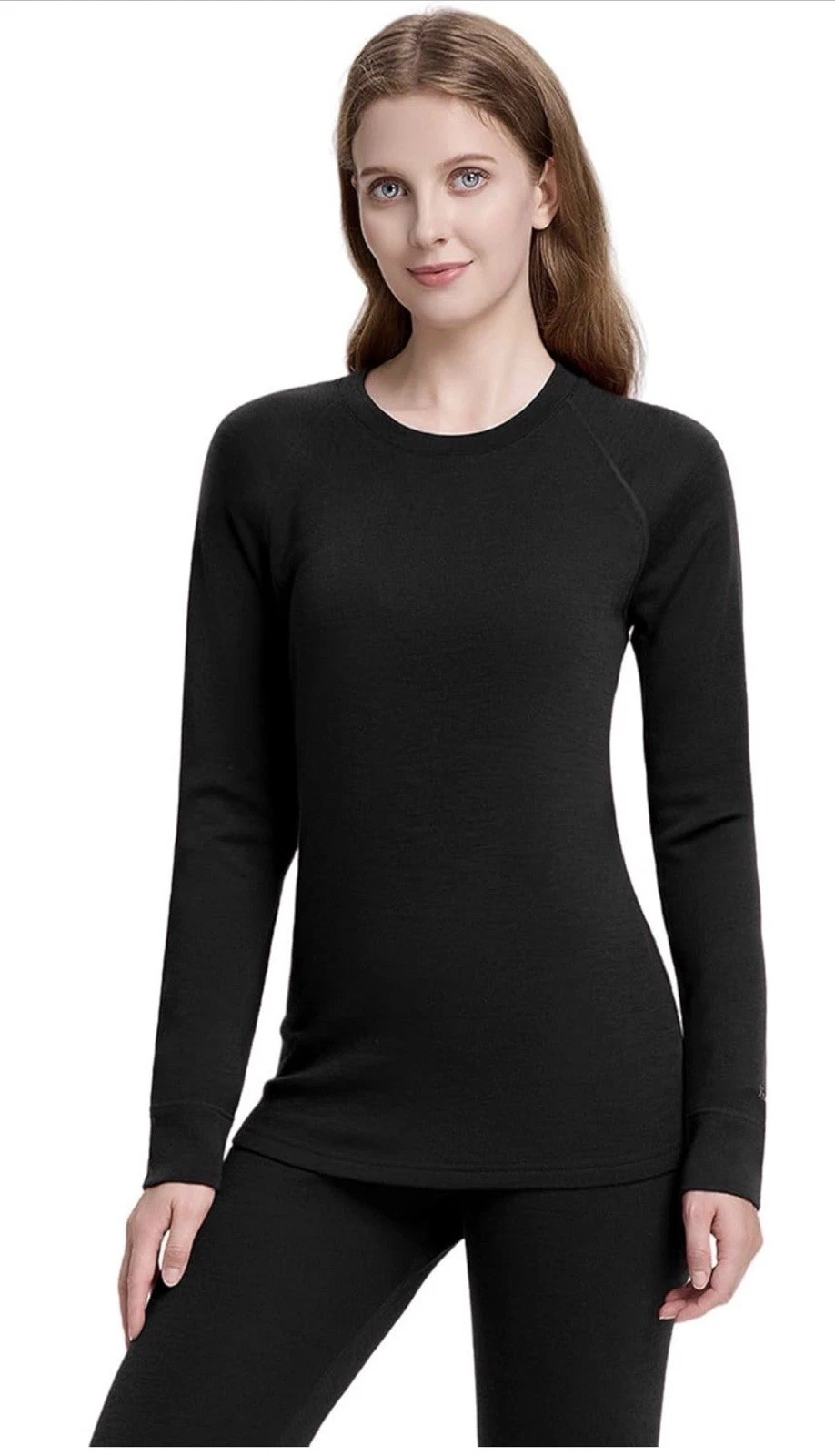 Women’s Merino Wool Long Sleeve, Lightweight Thermal Base Layer Top XS