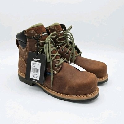 HAWX H40000 Comp Toe Waterproof Brown Leather Work Boots Size 8.5B