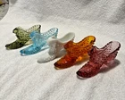 5 Vintage Glass Hobnail Various colors Fenton/Kanawaha Cat Head slippers/shoes