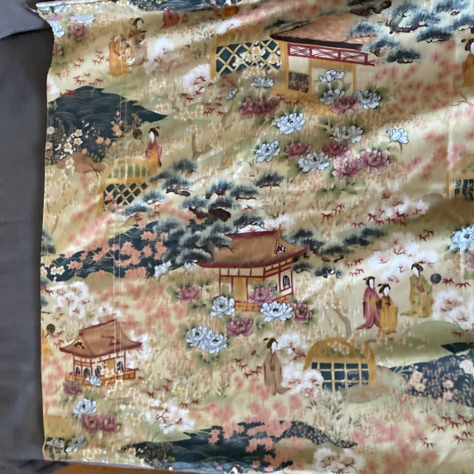 2 fronhas Cuddledown padrão/rainha asiática gueixa 100% algodão - Imagem 3 de 4