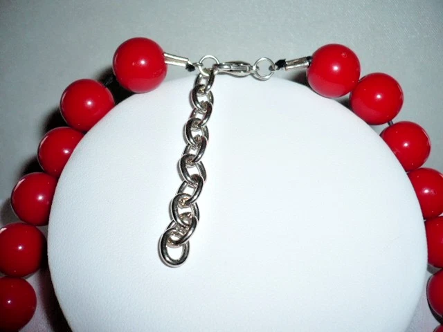 44 - 49 cm Statement Collier Kette ModeSchmuck rot silber NEU - Bild 3 von 3
